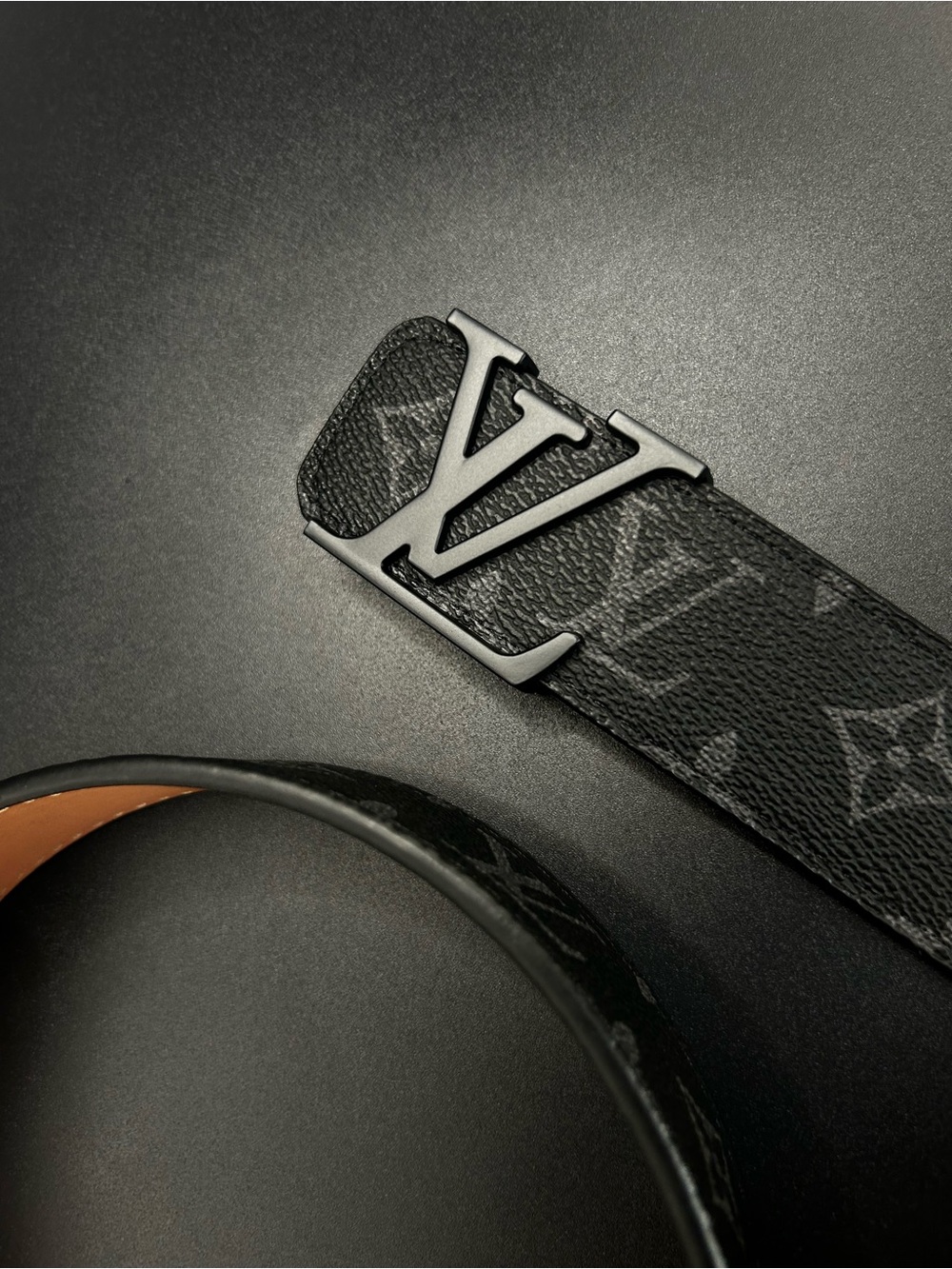 Louis Vuitton Black Monogram Canvas Belt with Matte Black LV Buckle